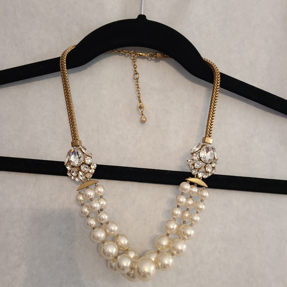 Cabi Pearl and Rhinestone Statement Necklace